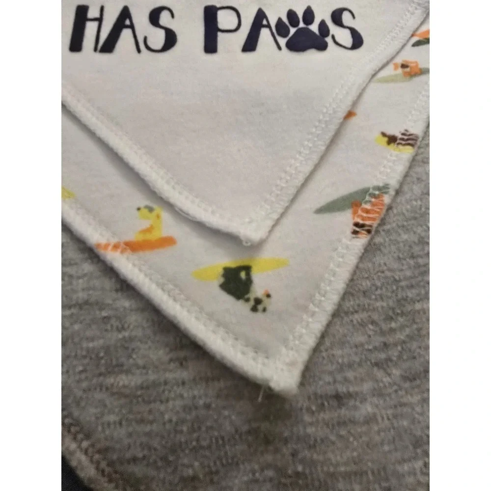Modern Baby Bandana Bibs Set of 6 Dog Theme Blue Grey White Cotton Blend Snaps